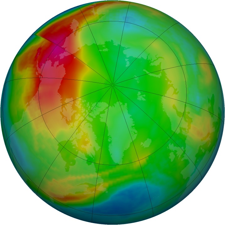 Arctic ozone map for 20 December 1981